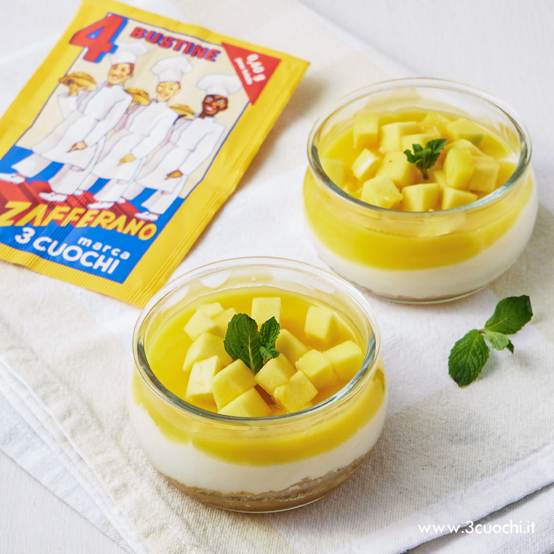 Cheesecake con coulis di mango e Zafferano 3 Cuochi