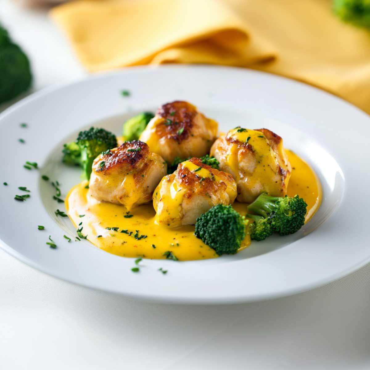 Bocconcini di pollo, broccoli e zafferano