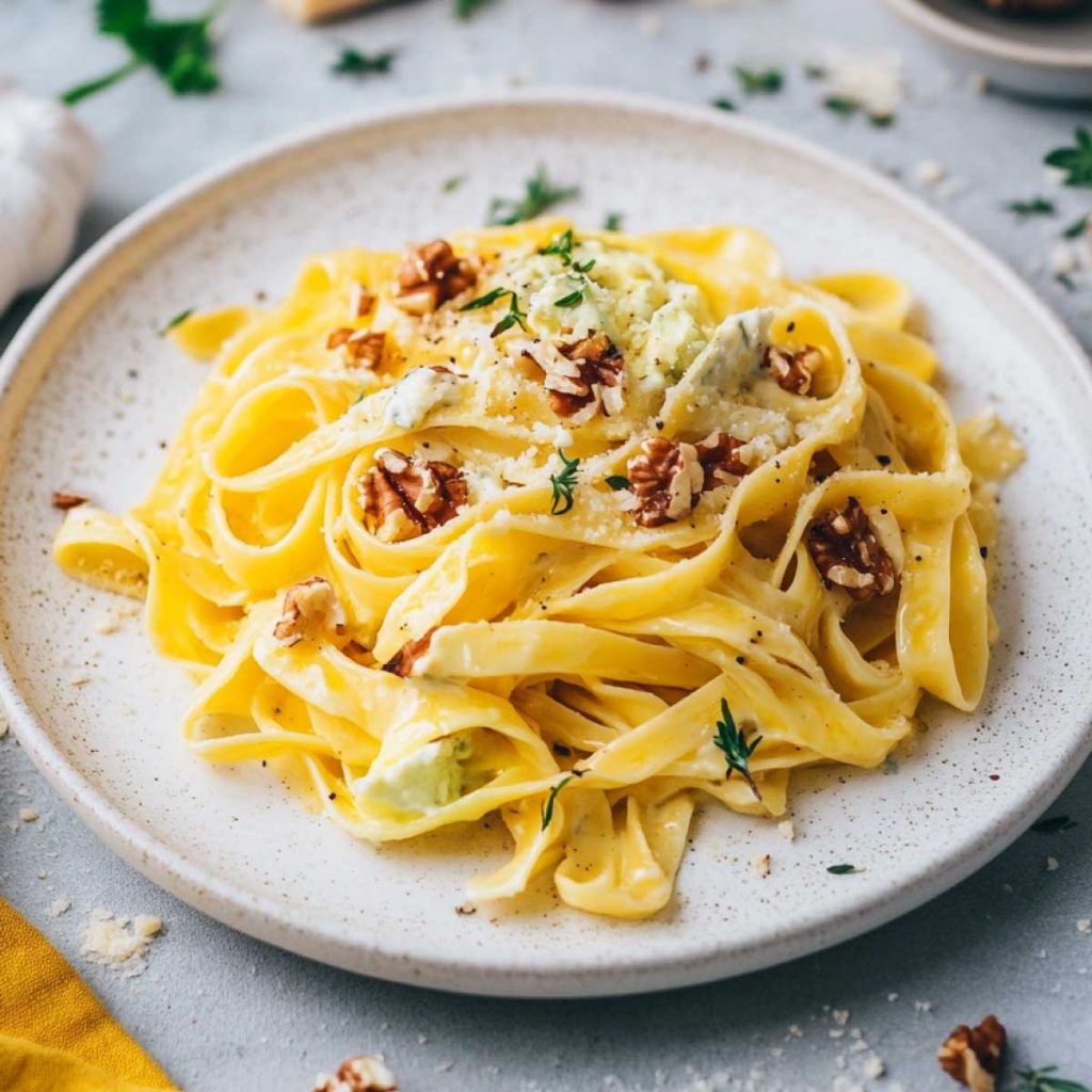 Tagliatelle zafferano, zola e noci