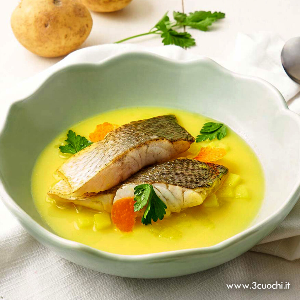 Zuppa di branzino allo zafferano