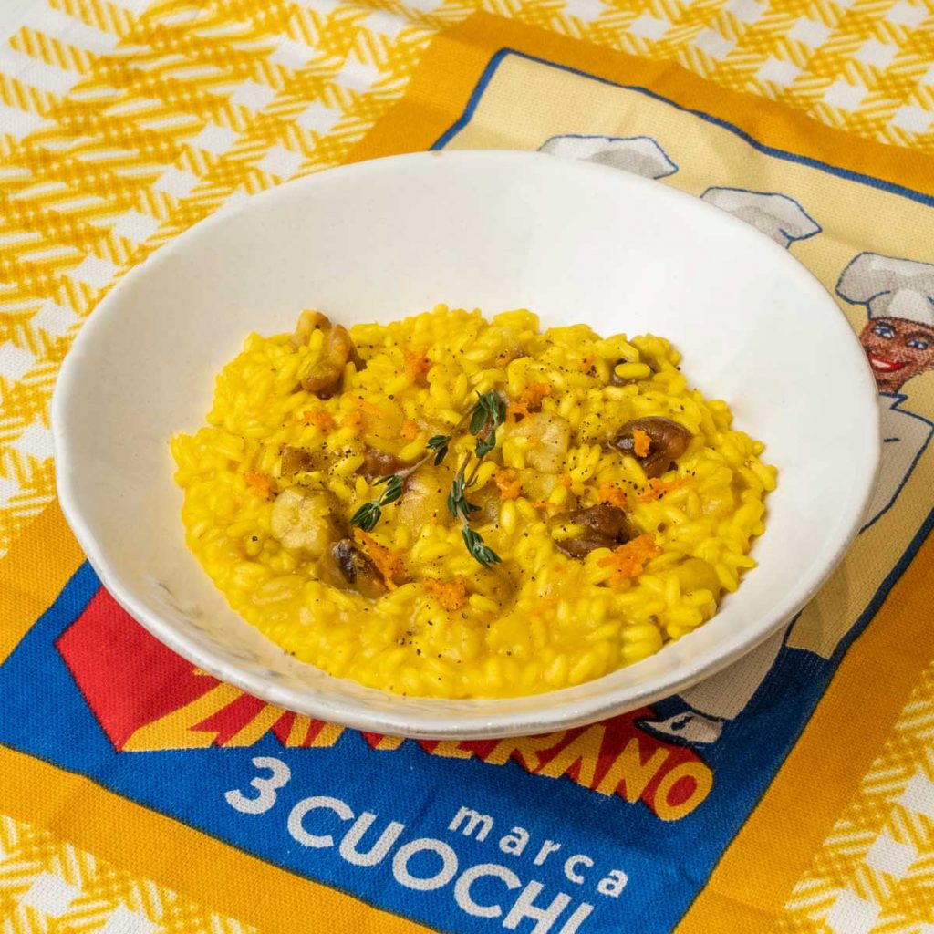 Risotto giallo castagne e arancia
