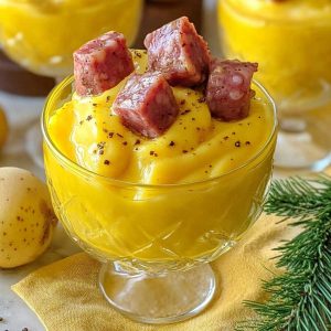 Crema di patate allo zafferano con cotechino