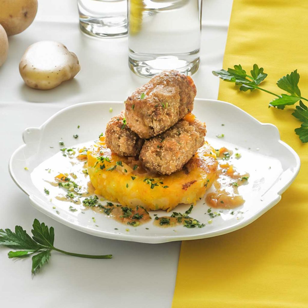 Crocchetta di ossobuco su galletta di patate 3 Cuochi