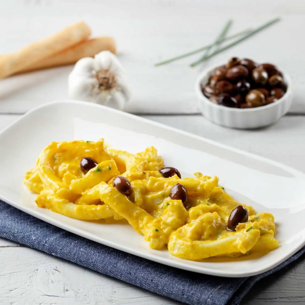 Anelli di seppia in salsa allo zafferano